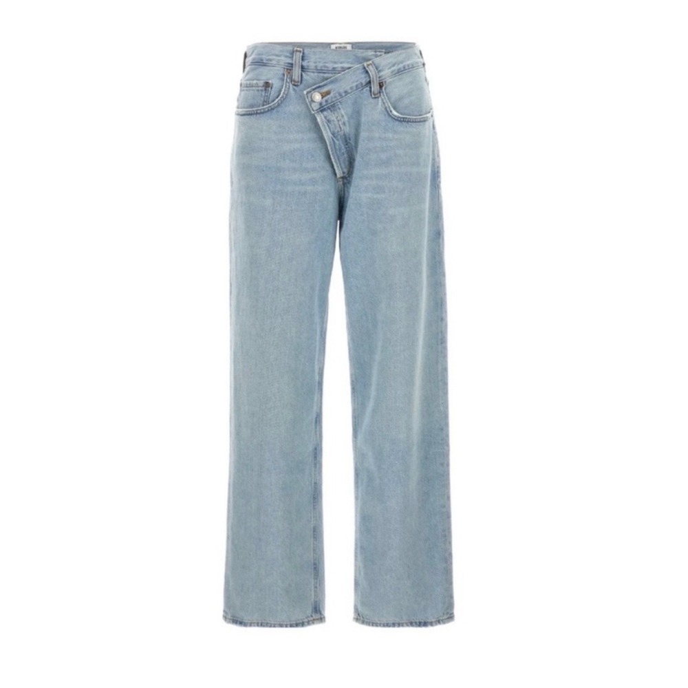 Agolde Criss Cross Upsized Jeans Light Blue Straight Leg Denim A097-983 Size 27 - Picture 2 of 13